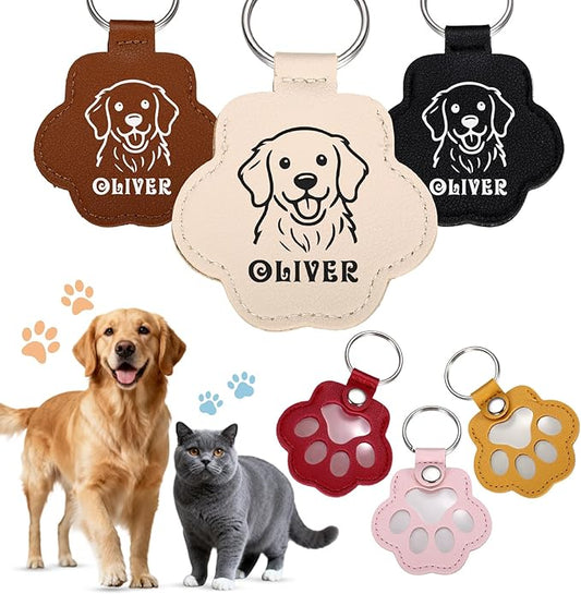 Custom Leather Pet Fur Keychain – Personalized Memorial Keepsake Keyring for Friend, Dog Cat Hair Sympathy Gifts﻿