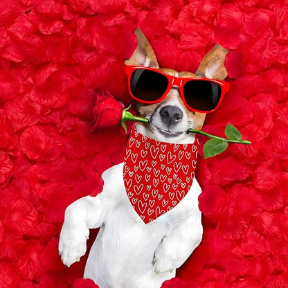 Valentines Dog Bandanas, 2 Pack Mother's Day Triangle Dog Bandanas, Reversible Love and Heart Pet Scarf, Premium Durable Fabric, Boys and Girls, Holiday Bandana for Large and Extra Large Dogs
