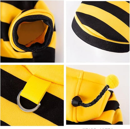 Selena Cat Bee Antennae Costume Hoodies Cute Bee Stripes Dog Kitten Puppy Pet Apparel (Small,Yellow&Black)
