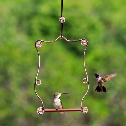 Perky-Pet Copper Beaded Hummingbird Swing - Rust Resistant Finish - Humming Bird Swing for Outdoors - Attract Perching Birds - 90, Copper, Rose Beads