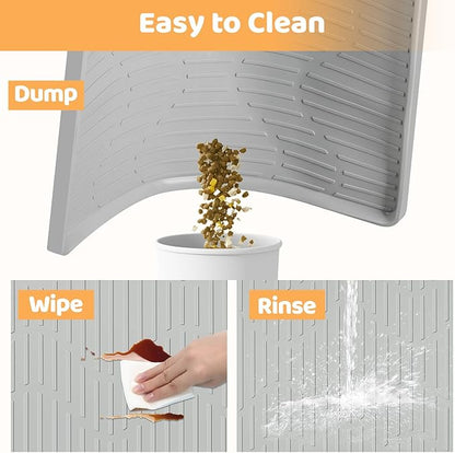 Silicone Cat & Dog Food Mat, 46" x 32" Extra Large Pet Feeding Mat for Cats and Dogs Bowl, Pet Placemat for Food and Water with Raised Edge, Waterproof, Leakproof (Grey)