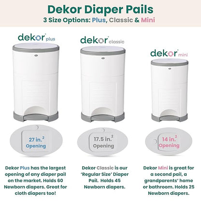 Diaper Dekor EKO Classic Diaper Pail Gift Set, White ONLY Eco-Friendly Diaper Pail Made with 70% Recycled Materials Comes with up to a Year's Supply Worth of Diaper Dekor Refills!