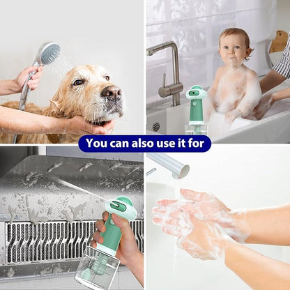 Electric Dog Shampoo Dispenser & Foam Machine - Automatic Pet Bath Soap Dispenser with Magnetic Charging, Waterproof Dog Shower Frother for Dogs, Cats, Puppies (Green)