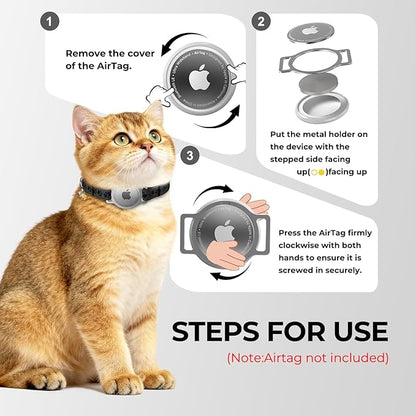 AirTag Cat Collar, Breakaway Cat Air Tag Collar, Reflective Cat Collar with AirTag Holder and Bell, [Lightweight & Scratch Resistant] Adjustable Comfortable GPS Pet Collar for Cats Kittens, Black