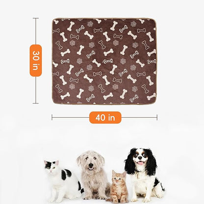 Waterproof Dog Blankets Pet Blanket, 30"x40" Cat Blanket for Indoor Cats, Soft Fluffy Sofa Car Bed Protector, Reversible Sherpa Fleece Puppy Blanket for Small Medium Dogs (Chocolate)