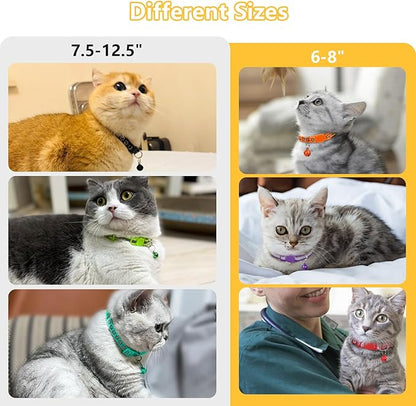 Taglory Kitten Collar Breakaway with Bell, 2 Pack Girl Boy Pet Kitten Collar Adjustable 6-8 Inch for 2-6 Months Cat, Turquoise