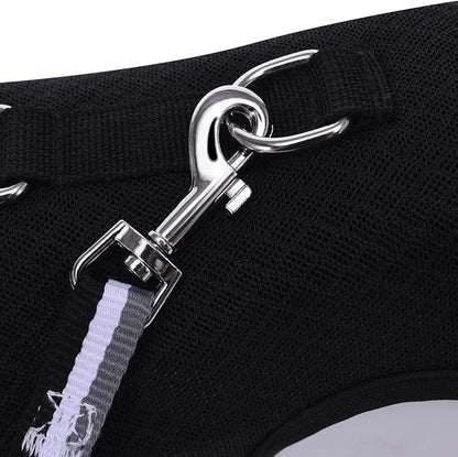 Kitty Harness and Leash for Walking Escape Proof Breathable Mesh Fabric, Solid Black, X-Small, Adjustable Cat Walking Jackets, Padded Stylish Cat Vest