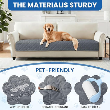 Waterproof Dog Bed Cover, Non-Slip Dog Blanket for Couch, Couch Covers for Dogs Washable, Pet Blanket for Furniture, Pet Bed Mat for Sofa, Car, Pet Supplies (82x120 Inch, Dark Grey)