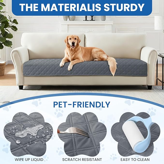 Waterproof Couch Covers for Pets, Waterproof Dog Bed Cover, Anti-Slip Soft Dog Blankets, Couch Cover for Dogs Washable, Pet Blanket for Puppy Large Dogs Cat (68x82 Inch, Dark Grey)