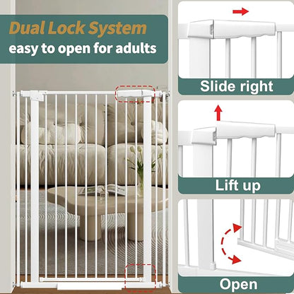 40.55" Tall, 53.74-61.61 Inch Wide, 1.37" Ultra Narrow Spacing Dog Pet Baby Gate Indoor for Doorway Hallway, Pressure Mounted 54 55 56 57 58 59 60 61 Inches Wide