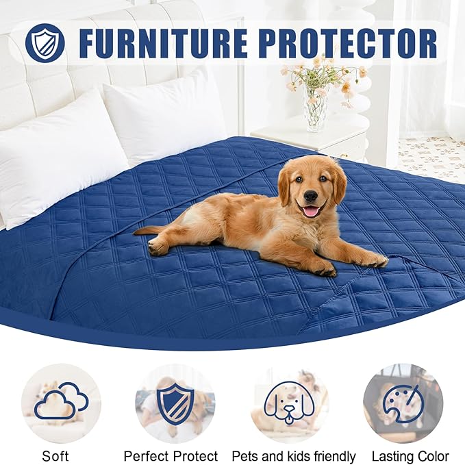 Smiry Waterproof Dog Bed Cover Blanket 40x50, Soft Reversible Pet Blanket, Washable Leakproof Cats Dogs Couch Cover for Sofa, Couch, Furniture, Navy/Navy
