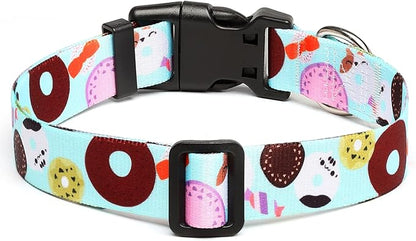 Mercano Adjustable Dog Collar - Special Design Patterns, Soft Nylon Comfortable Sturdy Pet Collar for Small Medium Large Dogs (M, Blue Cookie)