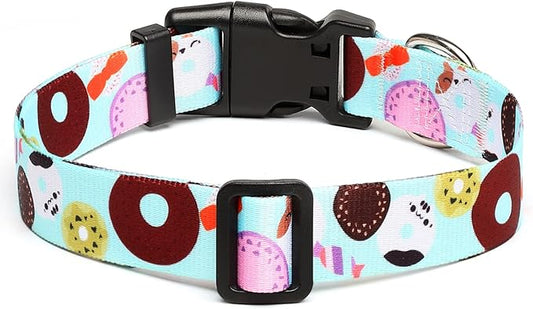 Mercano Adjustable Dog Collar - Special Design Patterns, Soft Nylon Comfortable Sturdy Pet Collar for Small Medium Large Dogs (M, Blue Cookie)