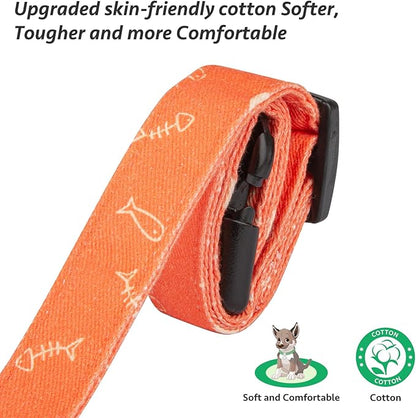 Cotton Handmade Dog Collar Cute and Distinctive Patterns Orange Fish with Pendant for Girl Boy Dogs Collars M