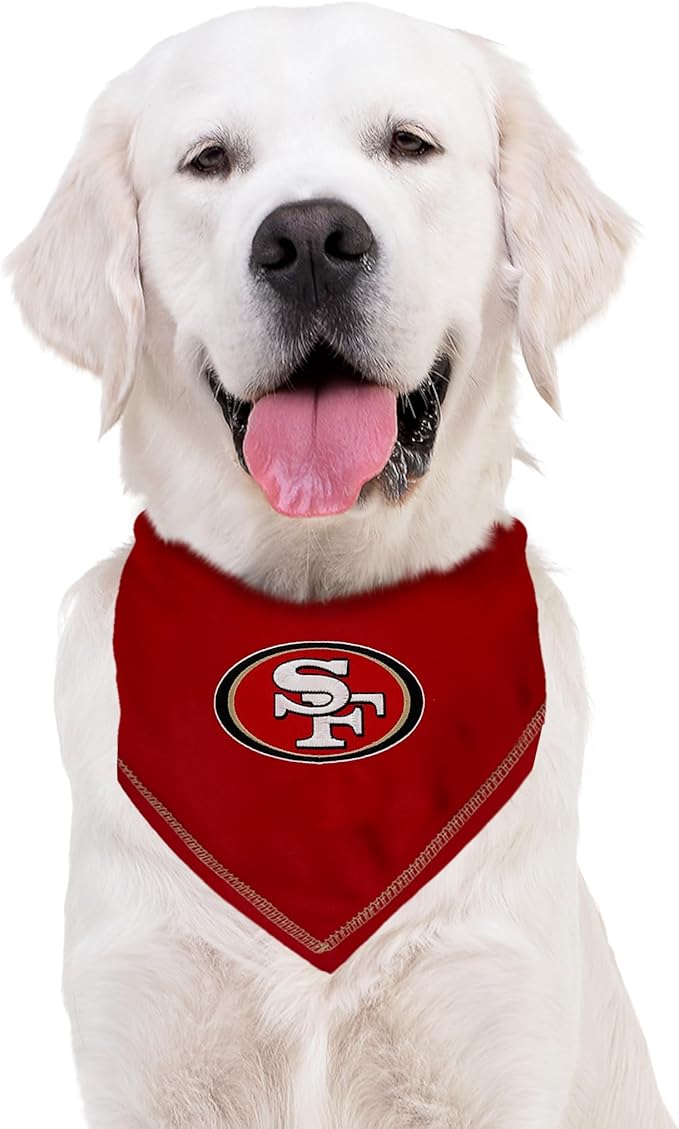 Pets First NFL San Francisco 49ERS Tie Bandana, Large/X-Large. Dog Cat Scarf Bib for Pet. Ultimate Game-Day Party Bandana (SAN-3550-L-XL)
