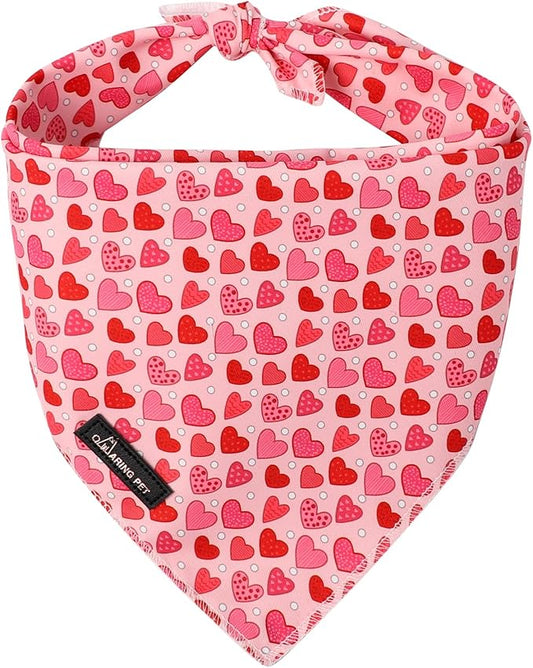 ARING PET Valentine Dog Bandana, Cute Pink Red Pink Pet Bandanas Scarf Triangle Bibs Handkerchief for Puppy Small Medium Large Boy Girl Dogs-S
