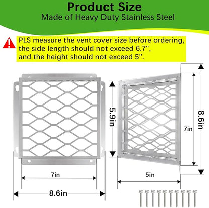 Dryer Exhaust Guard Vent Cover,Dryer Vent Bird Guard for Most 3" to 4" Fan Cover, 7"Lx7"Wx5"H Stainless Steel Ventilation Bird Cage for Bathroom Exhaust Ventilation Fan,2PCS