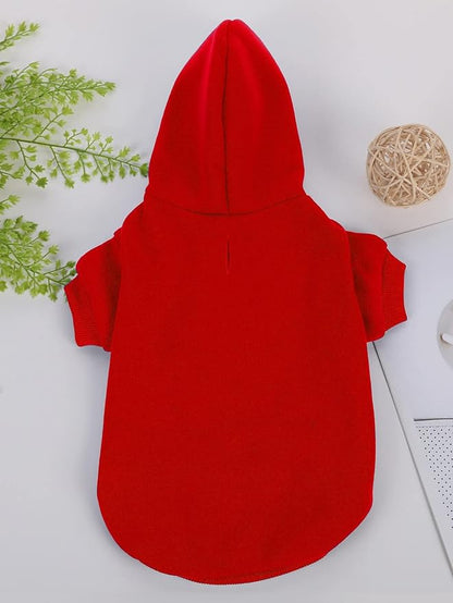 QWINEE Basic Dog Hoodie Sweatshirt Puppy Sweater Warm Cat Costumes Pet Clothes for Chihuahua Puppy Kitten Small Medium Dogs Red X-Small