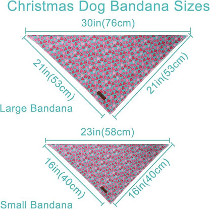 Valentine Dog Bandana - Pink Heart Triangle Bid Scarf for Small/Medium Dogs & Cats, Cotton Kerchief for Girl/Boy Pets, Adorable Puppy Bandana