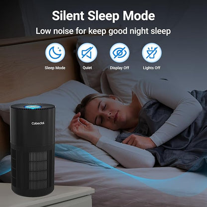 Air Purifiers for Home Large Rooms, Cobectal Air Cleaner with H14 True HEPA 3-in-1 Filter Covers up to 1650ft², Air Quality Sensor, Aroma Function & Sleep Mode, Pet Air Purifier, Black