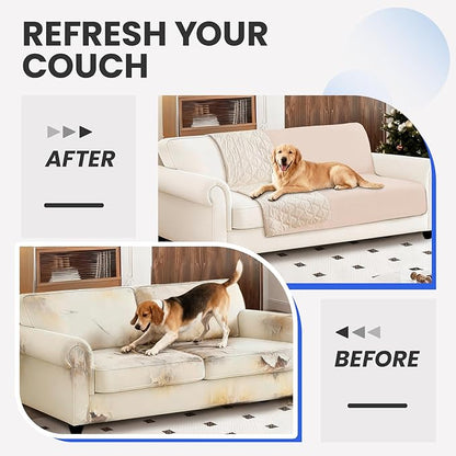 Waterproof Dog Bed Cover Pet Blanket, Soft Couch Cover for Dogs Washable, Non-Slip Dog Blanket Protect Furniture Couch Sofa Car for Puppy Large Dogs Cat (30x70 Inch, Beige)