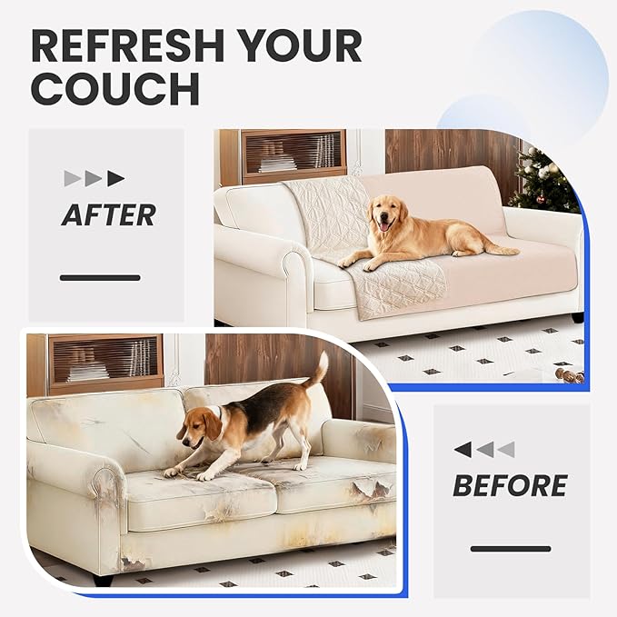 Waterproof Dog Bed Cover Pet Blanket, Soft Couch Cover for Dogs Washable, Non-Slip Dog Blanket Protect Furniture Couch Sofa Car for Puppy Large Dogs Cat (30x53 Inch, Beige)