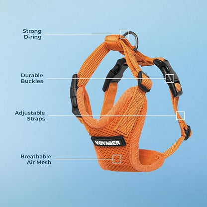 Voyager Step-in Pet Harness - All Weather Mesh, Adjustable Step in Harness for Cats and Dogs by Best Pet Supplies - Orange, M