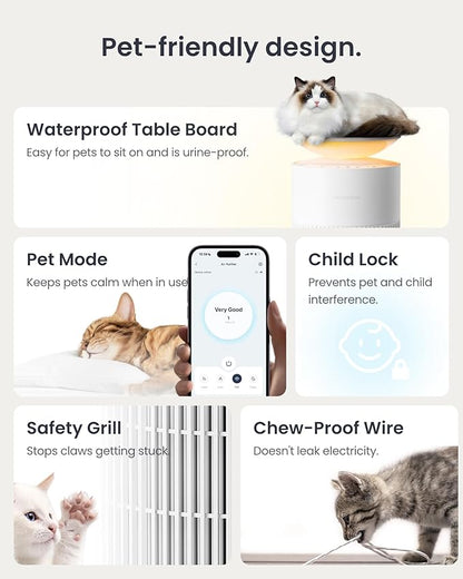 SwitchBot Air Purifier for Home up to 3620 ft², HEPA Air Purifier with Pet Mode, Washable Filter, Aromatherapy, 10 RGB Lights, Cleans Odor Pets Hair Pollen Dust Smoke, Work with Matter HomeKit Alexa