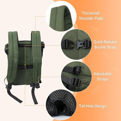 Dog Carrier Backpack, Pet Front Carrier Backpack Legs Out Dog Chest Carrier for Small Medium Dogs, Hands-Free Cat Backpack Carrier Dog Travel Backpack Airline Approved Hiking Bike Motorcycle