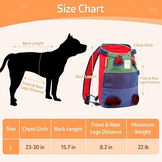 Dog Carrier Backpack, Pet Front Carrier Backpack Legs Out Dog Chest Carrier for Small Medium Dogs, Hands-Free Cat Backpack Carrier Dog Travel Backpack Airline Approved Hiking Bike Motorcycle