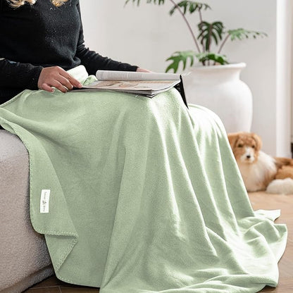 Fleece Throw Blankets Bulk Fleece Blankets Solid Wholesale Lightweight Warm Soft for Pet Bed Sofa Couch Office Wedding Gifts Travel Seasons Sage Green 50x60 Inches Pack of 6