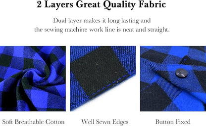 AnF Birthday Plaid Dog Bandana and Triangle Dog Scarf - Soft Cotton, Dual Layer, Washable Bandanas with Adjustable Button for Girls & Boys - Small to X-Large Dogs