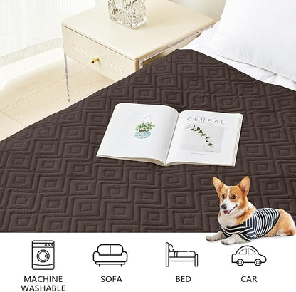 hyha Waterproof Dog Blanket, Soft Pet Bed Blankets, Waterproof Sofa Couch Cover for Dogs Washable, Reversible Pet Couch Covers for Sofa Furniture (30x80 Inch, Chocolate/Dark Grey)