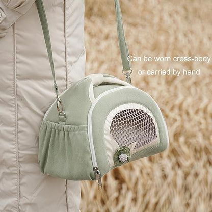 ABLAZEZAI Guinea Pig Carrier, Small Animal Travel Bag, Breathable Outdoor Portable Pouch for Snake Chinchilla Hamster Bird Bunny Hedgehog Sugar Glider Gerbil (Green)