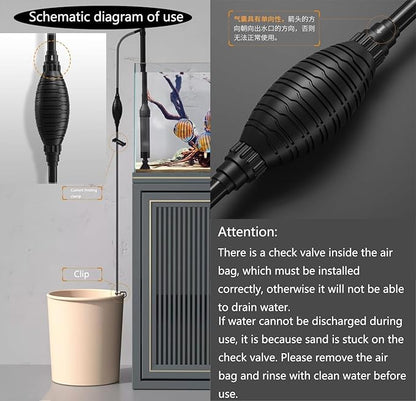 Carefree Fish Aquarium Gravel Vacuum Sand Cleaner with 6Ft Pipe Fish Tank Water Changer Adjustable Length ABS(for 20~100Gal Tank)