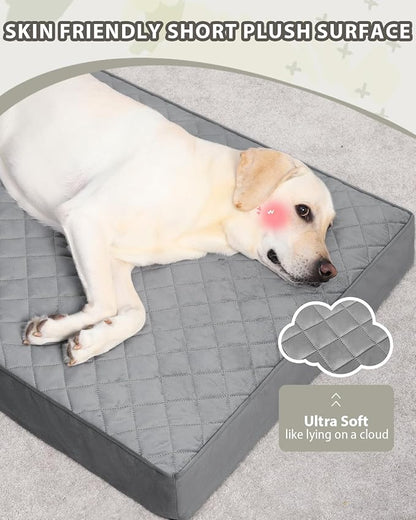Orthopedic XL Dog Beds Large Sized Dog Waterproof Pet Bed for Crate with Removable Washable Cover and Non-Slip Bottom, 41x27 Inch, Dark Gray