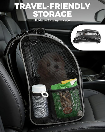 Cat Carrier Backpacks for Kitty Small Dog up to 15 lbs, Lightweight and Foldable Dog Backpack Carrier with Breathable mesh for Travel, Walking, Hiking, Camping and Vet (Grey)