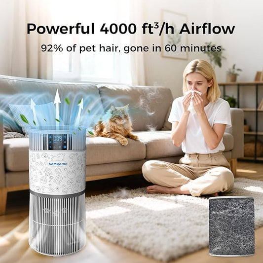 Air Purifier for Home Pets with Smart WiFi up to 4000Ft², H13 HEPA for Floating Pet Hair, Dander & Pet Odor, 7-Stage Filter, Electronic Aromatherapy Diffuse, 360° Wide Intake,22dB Ultra Quiet