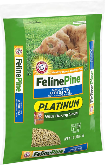 Feline Pine Platinum Non-Clumping Cat Litter, Feline Pine Cat Litter 18lb (Pack of 2)