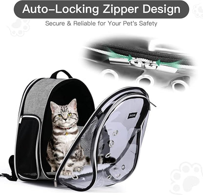 BAGLHER Cat Carrier Backpack Bubble - Fit Up to 18 Lbs - Airline-Approved Dog Backpack Carrier for Small Pets Puppies Dogs Bunny, Space Capsule Dog Carrier Backpack for Travel Outdoor Hiking, Grey