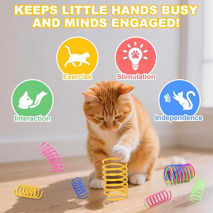 Interactive Cat Toys Ball for Indoor Cats＆Dogs,Automatic Cat Toy 360° Auto-Rotation Smart Obstacle Avoidance,Includes 4 Cat Spiral Spring,Cat Enrichment Toys for Indoor Cats (Red)