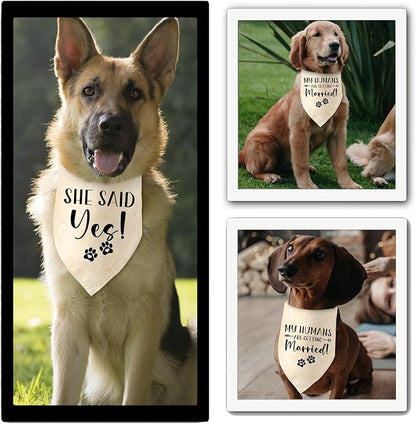 Engagement Gifts My Humans are Getting Married! SHE Said Yes! Pet Bandana Scarf Wedding Photo Prop Pet Accessories for Dog Lovers Owner Gift Engagement Party Bridal Shower Decorations