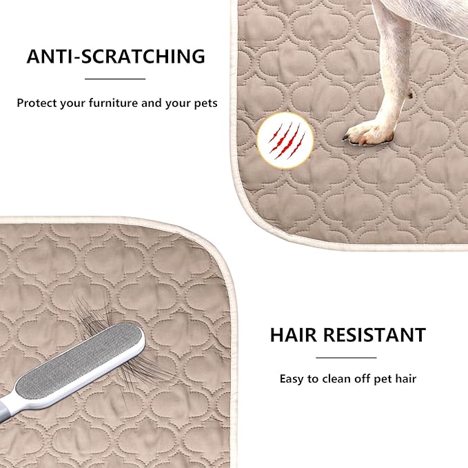 Waterproof Couch Cover for Dogs Washable, Reversible Dog Bed Blanket Pet Sofa Furniture Protector(68x82 Inch, Cream+Khaki)