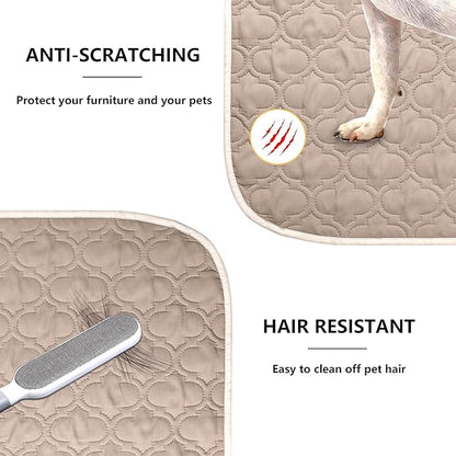 Waterproof Couch Cover for Dogs Washable, Reversible Dog Bed Blanket Pet Sofa Furniture Protector(68x82 Inch, Cream+Khaki)