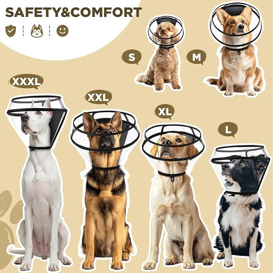 Dog Cone Collar for After Surgery,Transparent Dog Cones Alternative for Small Large Medium Size Dogs,Adjustable Depth Pet Recovery Collars,Elizabethan Collar for Dogs Stop Licking Wound(XXL)