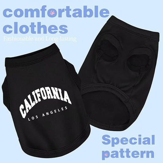 Discover Cozy Cotton Canine Wear: Soft, Lightweight, and Breathable Dog Shirt Vest with Eye-Catching Graphics(California), Keeping Your Furry Friend Warm and Comfy! Black XS