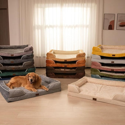 Comfort Expression Orthopedic Dog Bed for Small Dogs 20x14 Inch, Waterproof Supportive Egg Crate Foam Small Pet Bed with Removable Bolsters, Dog Couch with Washable Cover & Non-Slip Bottom, Grey