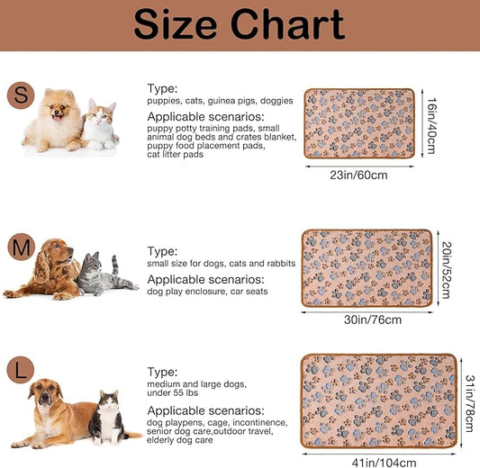 Dono 1 Pack 6 Dog Blankets, Soft Fluffy Fleece Pet Blanket Warm Sleep Mat Paw Print Design Puppy Kitten Throw Blankets Doggy Blanket for Dogs