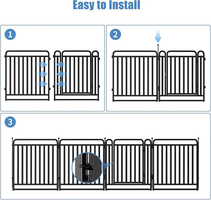 New Thickened Version Dog Playpen, 32 Inch Dog Fences for The Yard, Portable Outdoor Dog Playpen for Large/Medium/Small Dogs, Foldable Metal Dog Dlaypen, with Doors (16 Panels, 32 Inch)