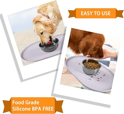 100% Waterproof 1.0" Raised Edge BPA Free Silicone Dog Food Mat, Pet Cat Feeding Mats Contain Spills Protects Floors, Placemats for Cats and Dogs Water Bowl Dishwasher XXL Large.